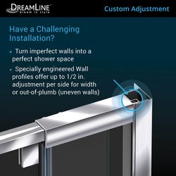 DreamLine Flex 72 in. H X 56-60 in. W Brushed Nickel Semi-Frameless Shower Door