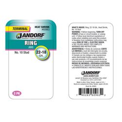 Jandorf 22-18 Ga. Insulated Wire Ring Terminal Red 2 pk