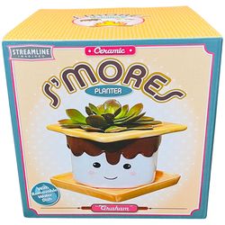 Streamline Ceramic S'mores Planter White/Brown/Tan/Pink