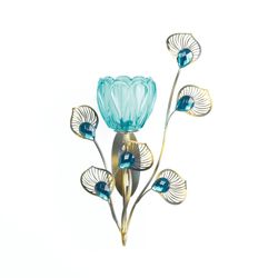 Gallery of Light 10.75 in. H X 6.75 in. L Peacock Flower Glass/Iron Wall Sconce