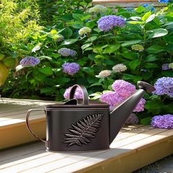 Panacea Black 2.5 gal Steel Botanical Fern Leaf Watering Can