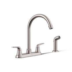Sterling Passera Two Handle Vibrant Stainless Kitchen Faucet Side Sprayer Included