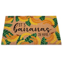 First Concept 18 in. W X 30 in. L Multi-Color It’s Bananas In Here Coir Door Mat