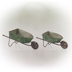 Alpine Metal Wheelbarrow Planter green
