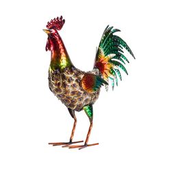 Alpine Iron Multi-color 16 in. Rooster Statue