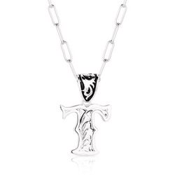 Montana Silversmiths Unisex Western Initial T Black/Silver Necklace