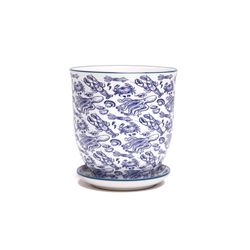 Chive Liberte 4.25 in. D Ceramic Flower Pot Blue Octopus