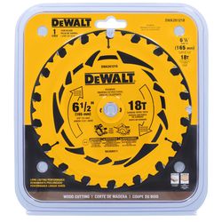 DEWALT 6-1/2 in. D X 5/8 in. Tungsten Carbide Tipped Circular Saw Blade 18 teeth 1 pk