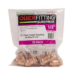 QuickFitting 1/2 in. Press in. Press in. Copper Coupling without Stop 10 pk