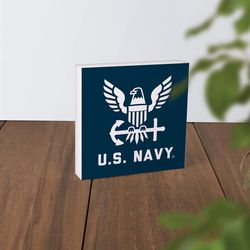 P Graham Dunn 6 in. H X 6 in. L Blue/White Wood US Navy Word Block