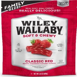 Wiley Wallaby Classic Red Strawberry Licorice Chewy Candy 24 oz
