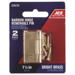 Ace 2.750 in. W X 1-1/2 in. L Bright Brass Gold Brass Narrow Hinge 2 pk