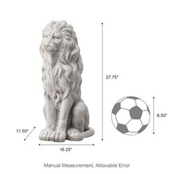 Glitzhome White Fiberglass 27.75 in. H X 16.25 in. L X 11.5 in. W Guardian Sitting Lion Outdoor Deco