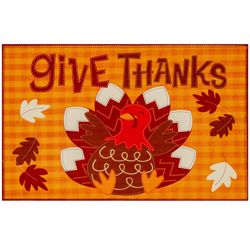 Olivia's Home 22 in. W X 32 in. L Multi-Color Give Thanks Polyester Accent Rug