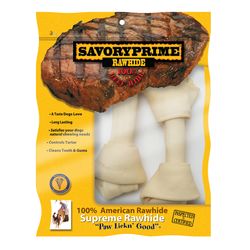 Savory Prime American Supreme Medium Adult Knotted Bone Beef Rawhide 6-7 in. L 2 pk
