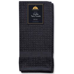Kane Home Black Cotton Solid Waffle Dish Towel Set 2 pk
