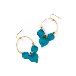 Matr Boomie Chameli Women's Leaf Teal Earrings