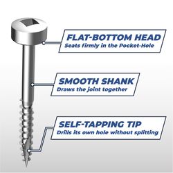 Kreg No. 6 X 1 in. L Square Zinc-Plated Pocket-Hole Screw 100 pk