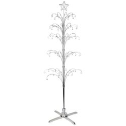 72 in. H X 25 in. W X 25 in. D Silver Metal Fiddlehead Rotating Windchime Display