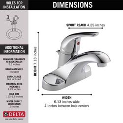 Delta Foundations Stainless Steel Traditional Centerset Bathroom Sink Faucet 4 in.