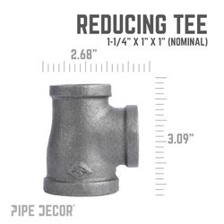 STZ Industries 1-1/4 in. FIP X 1 in. D FIP 1 in. D FIP Black Iron 3.9 in. L Reducing Tee