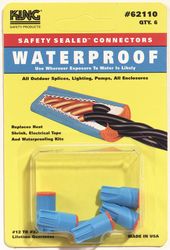 King Innovation Dryconn Copper Wire Waterproof Wire Connector Aqua/Orange 6 pk