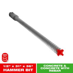 Diablo Rebar Demon 1/2 in. X 36 in. L Carbide 4 Cutter Hammer Drill Bit SDS-Max Shank 1 pk