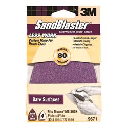 3M Sandblaster 5-1/4 in. L X 3-3/4 in. W 80 Grit Ceramic Mouse Sandpaper 4 pk
