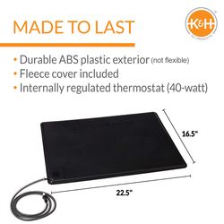 K&H Pet Prodcuts Lectro-Kennel Black Plastic Heated Pet Mat 16.5 in. W X 22.5 in. L