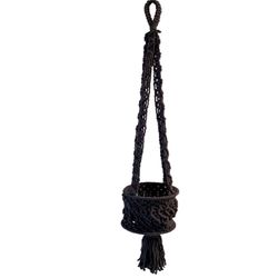 Primitive Planters 34 in. H X 3 in. L Gray Cotton Hanging Planter