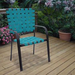 Rio Brands Hadley Black Steel Frame Bistro Chair Teal