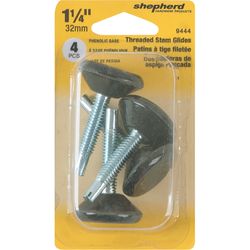 Shepherd Hardware Black 1-1/4 in. Screw-On Metal Chair Glide 4 pk