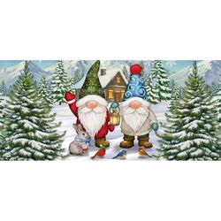 Briarwood Lane 22 in. W X 10 in. L Multi-Color Winter Welcome Gnomes Polyester Door Mat
