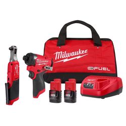 Milwaukee 12V M12 FUEL 2 amps Cordless Brushless 2 Tool Combo Kit