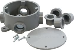 Cantex New and Old Work 15-3/16 cu in Round PVC 1 gang Junction Box Gray