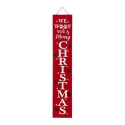 Glitzhome We Woof You a Merry Christmas 42 in. Porch Sign