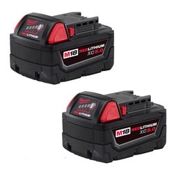 Milwaukee M18 REDLITHIUM XC5.0 5 Ah Lithium-Ion Extended Capacity Battery Pack 2 pc
