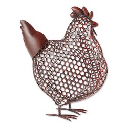 Zingz & Thingz Brown Iron 15.25 in. H X 13.5 in. L X 5.5 in. W Chicken Wire Chicken Statue