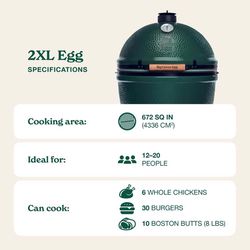 Big Green Egg 29 in. 2XL EGG Package with intEGGrated Nest Charcoal Kamado Grill and Smoker Green