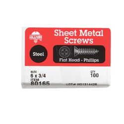 HILLMAN No. 6 Ga. X 3/4 in. L Phillips Flat Head Sheet Metal Screws 100 pk