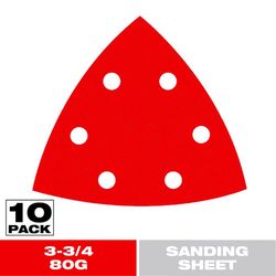 Diablo 3-1/2 in. Ceramic Blend Hook and Lock Triangle Sanding Sheets 80 Grit Coarse 10 pk