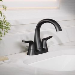 Sterling Endusk Matte Black Transitional Centerset Bathroom Sink Faucet 4 in.