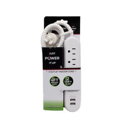 Monster Just Power it Up 4 ft. L 3 outlets Power Strip with USB Ports White