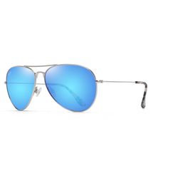 Maui Jim Mavericks Sunglasses Unisex Silver Frame Blue Hawaii Lens Polarized