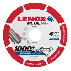 LENOX MetalMax 4-1/2 in. D X 7/8 in. X .050 in. thick Diamond/Metal Cut-Off Wheel 1 pc