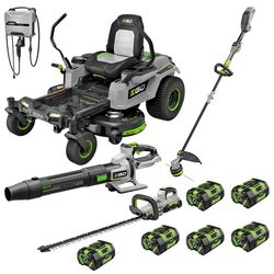EGO Power+ 42Turn Mower,(6) 6.0Ah Batteries,16String Trimmer, 880CFM Leaf Blower,26 Hedge Trimmer