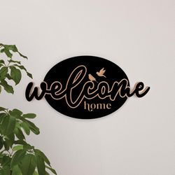 P Graham Dunn 15 in. H X 30.25 in. L Black MDF Welcome Home Wall Decor