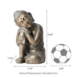 Glitzhome Bronze Fiberglass 18 in. H X 11.75 in. L X 11.5 in. W Buddha Statue
