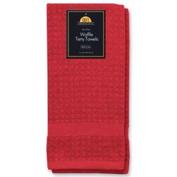 Kane Home Red Cotton Solid Waffle Dish Towel Set 2 pk