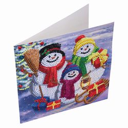 Crystal Art Craft Buddy Snowman Family Fun Craft Card Kit Multicolored